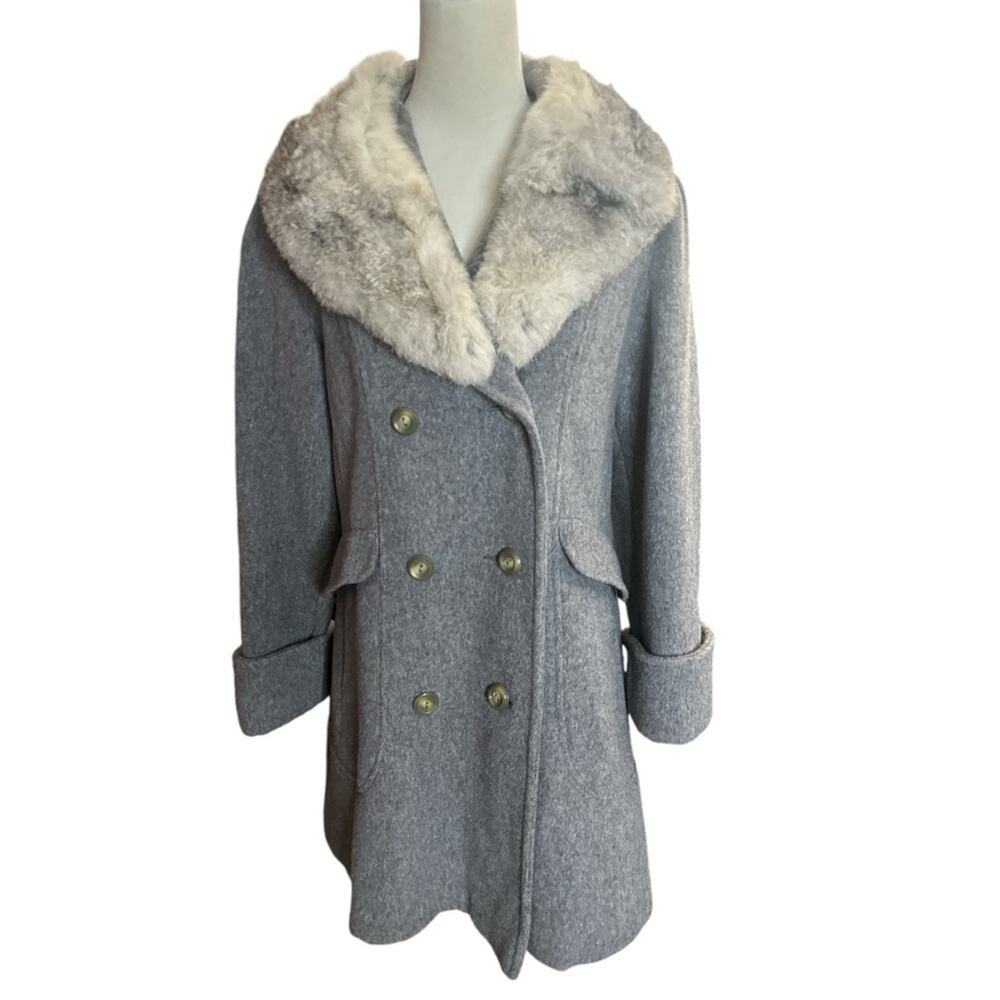 SEARS 1960’s Vintage Wool Blend Peacoat with Fur Collar